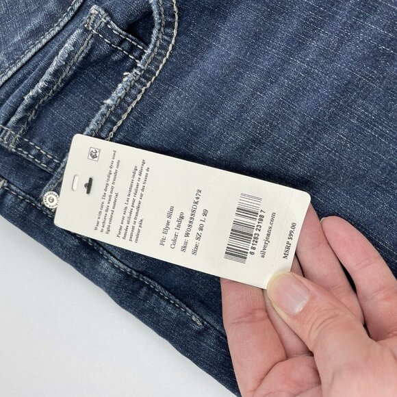 NWT Silver Jeans Elyse Slim Size 20 Inseam:29 (28) Indigo Blue - Picture 8 of 16